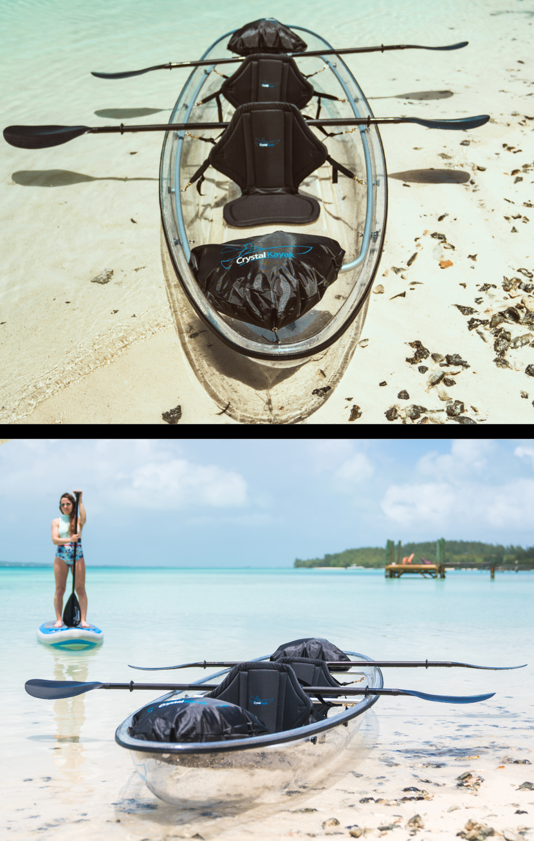 Set of Two (2) Original Crystal Kayaks® #1 Rated Fully Transparent Kayak / Canoe for 1-2 People.