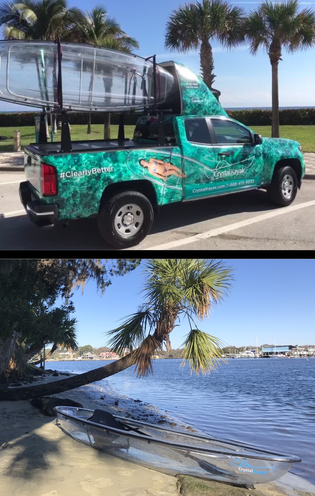 Set of Two (2) Original Crystal Kayaks® #1 Rated Fully Transparent Kayak / Canoe for 1-2 People.