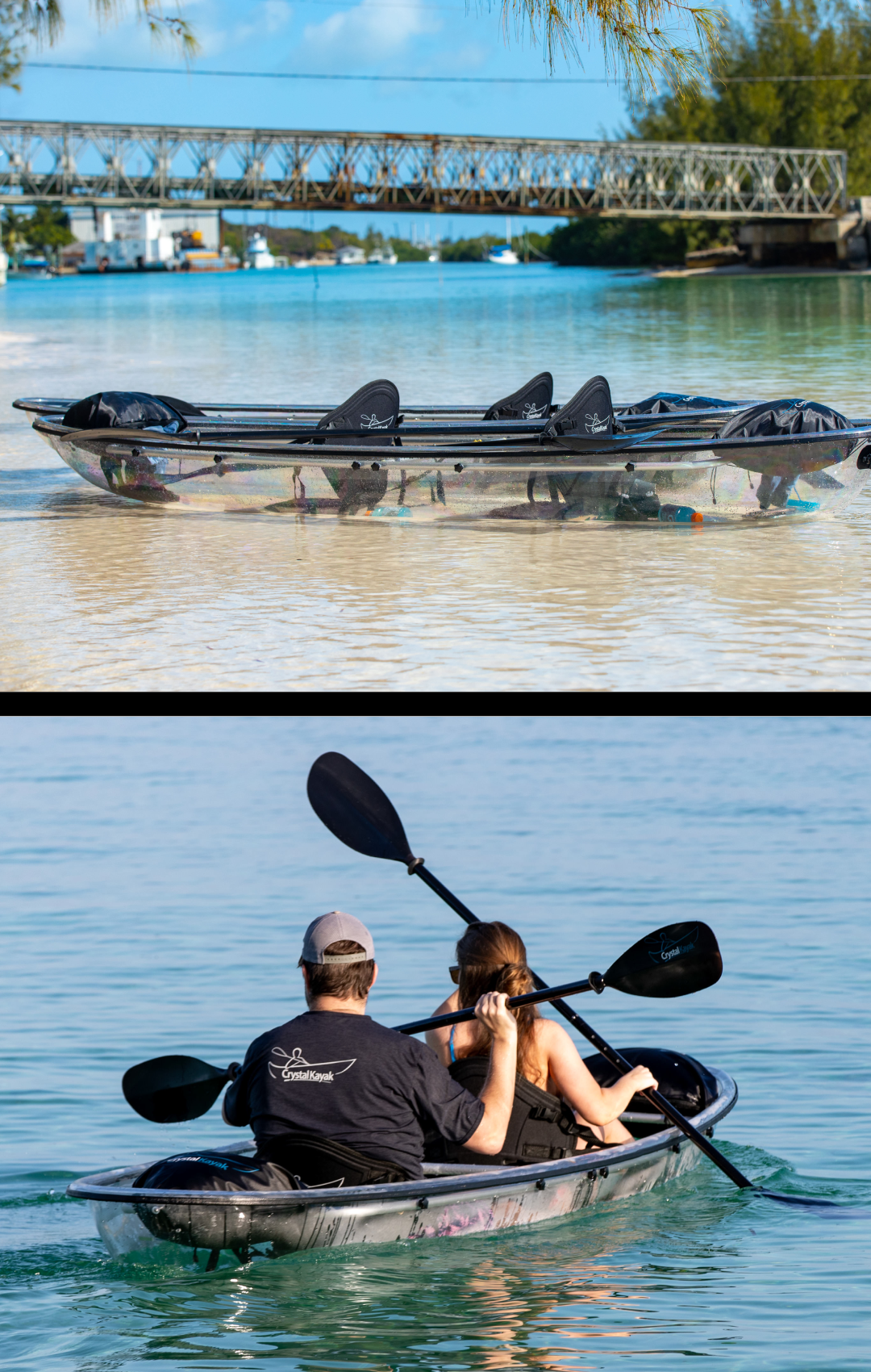 Set of Two (2) Original Crystal Kayaks® #1 Rated Fully Transparent Kayak / Canoe for 1-2 People.
