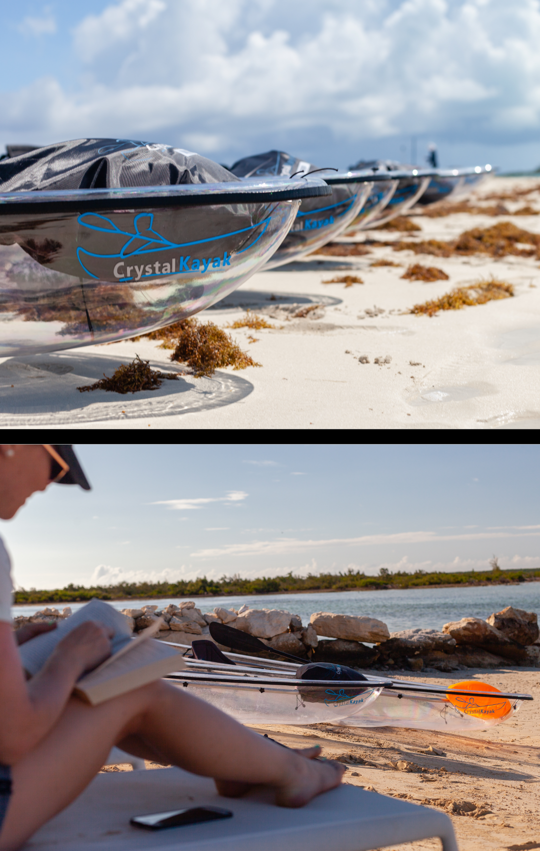 Set of Two (2) Original Crystal Kayaks® #1 Rated Fully Transparent Kayak / Canoe for 1-2 People.