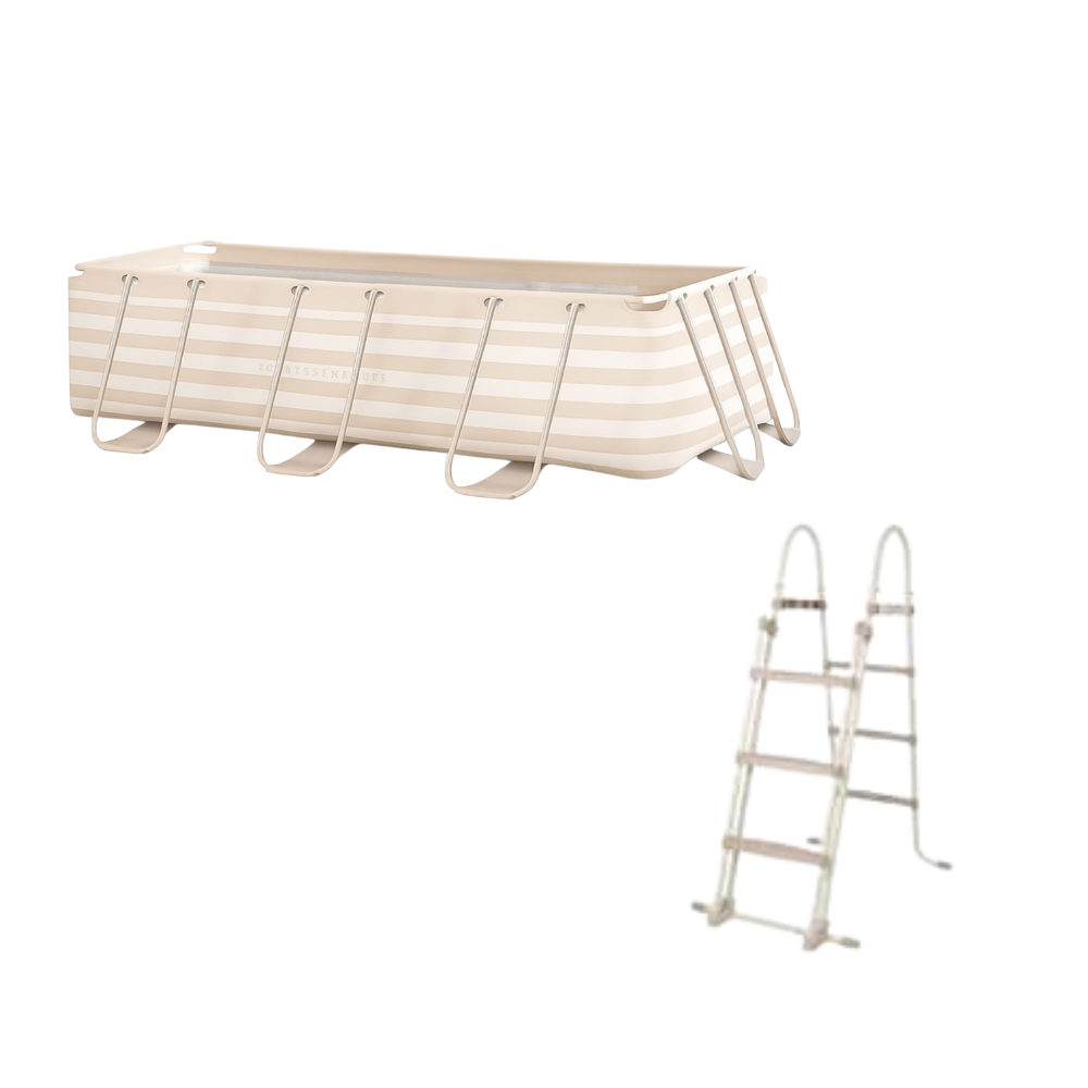 Frame pool beige 118.1 × 78.7 × 29.5" + Beige Pool Stairs