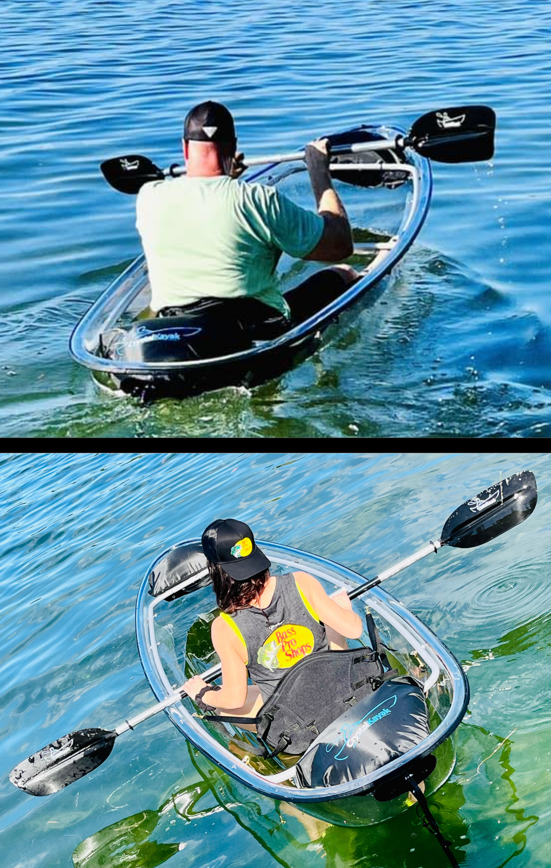 Set of Two (2) Original Crystal Kayaks® #1 Rated Fully Transparent Kayak / Canoe for 1-2 People.
