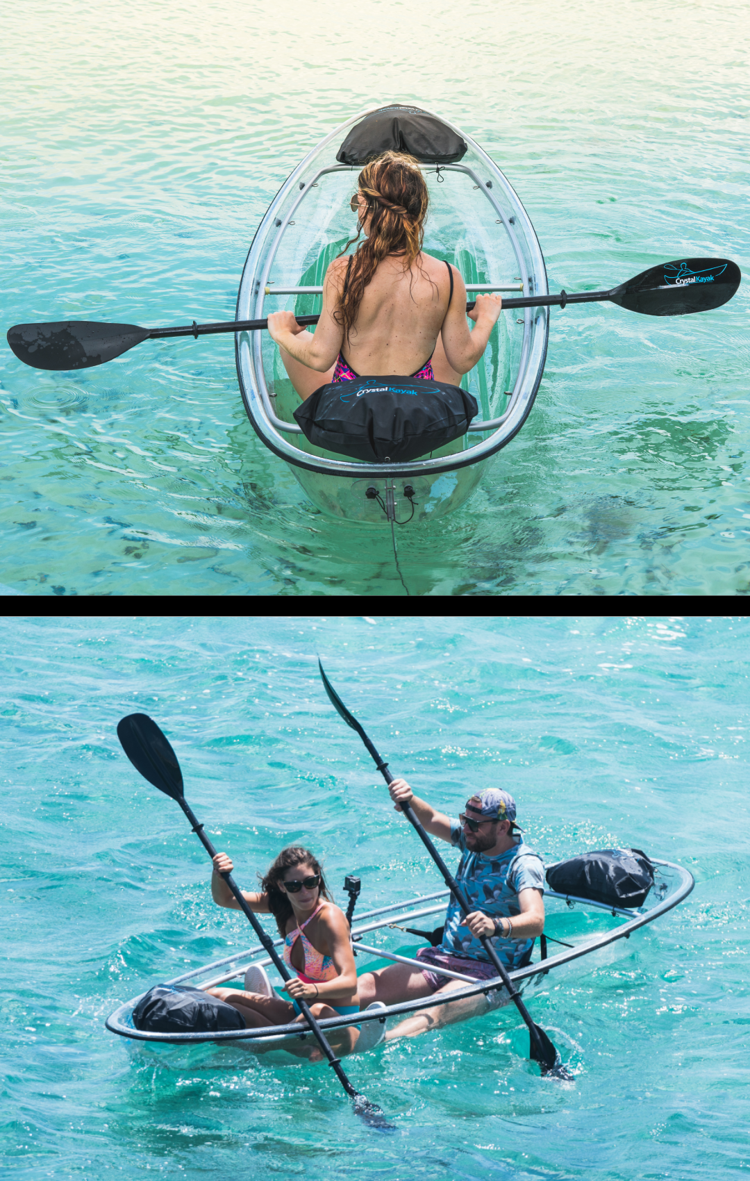 Set of Two (2) Original Crystal Kayaks® #1 Rated Fully Transparent Kayak / Canoe for 1-2 People.