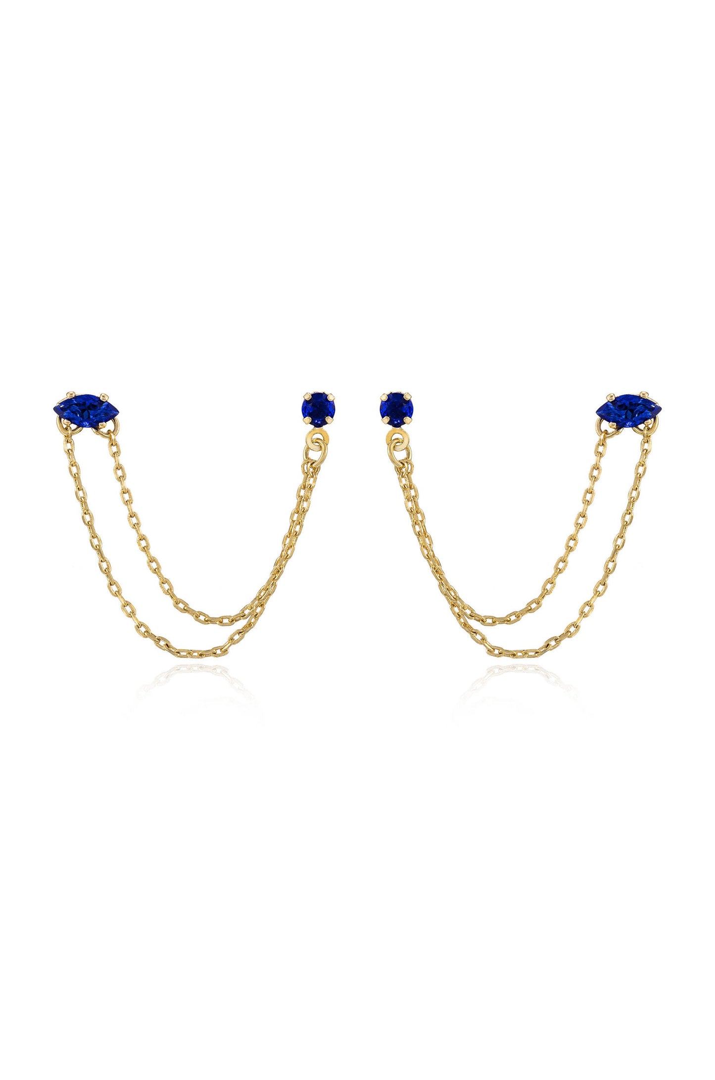 Double Piercing Chain Dangle Earrings