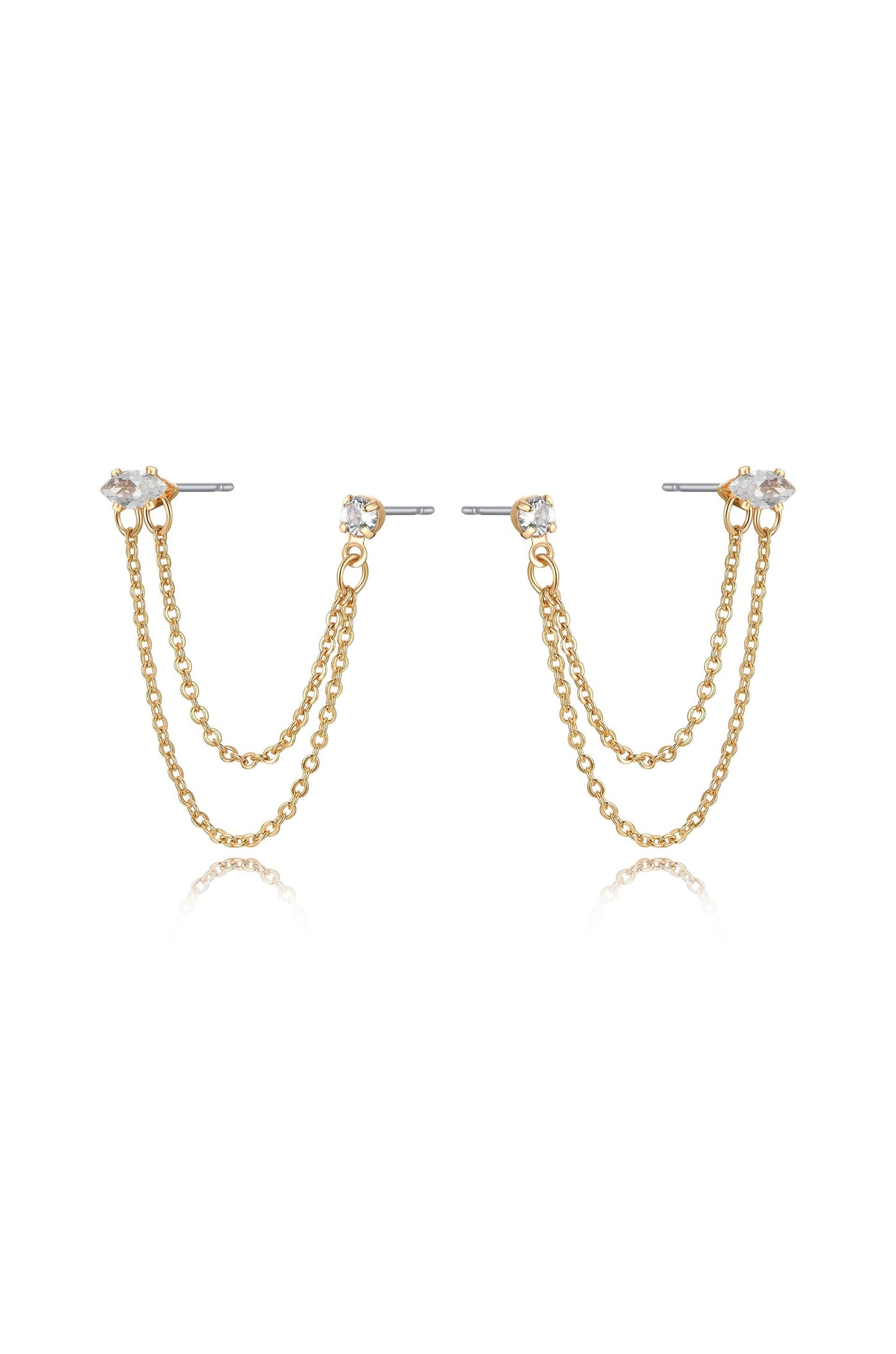 Double Piercing Chain Dangle Earrings