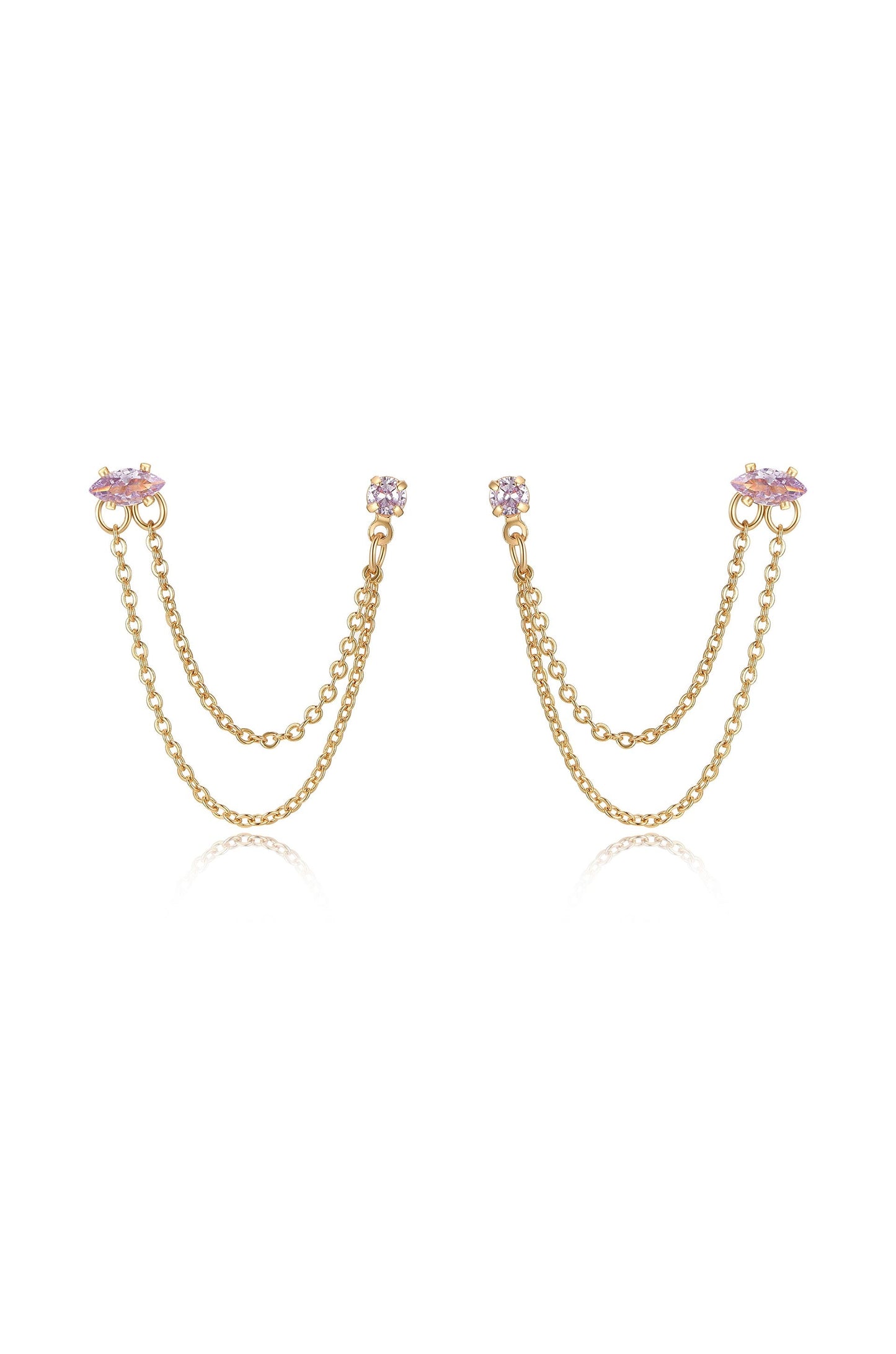 Double Piercing Chain Dangle Earrings