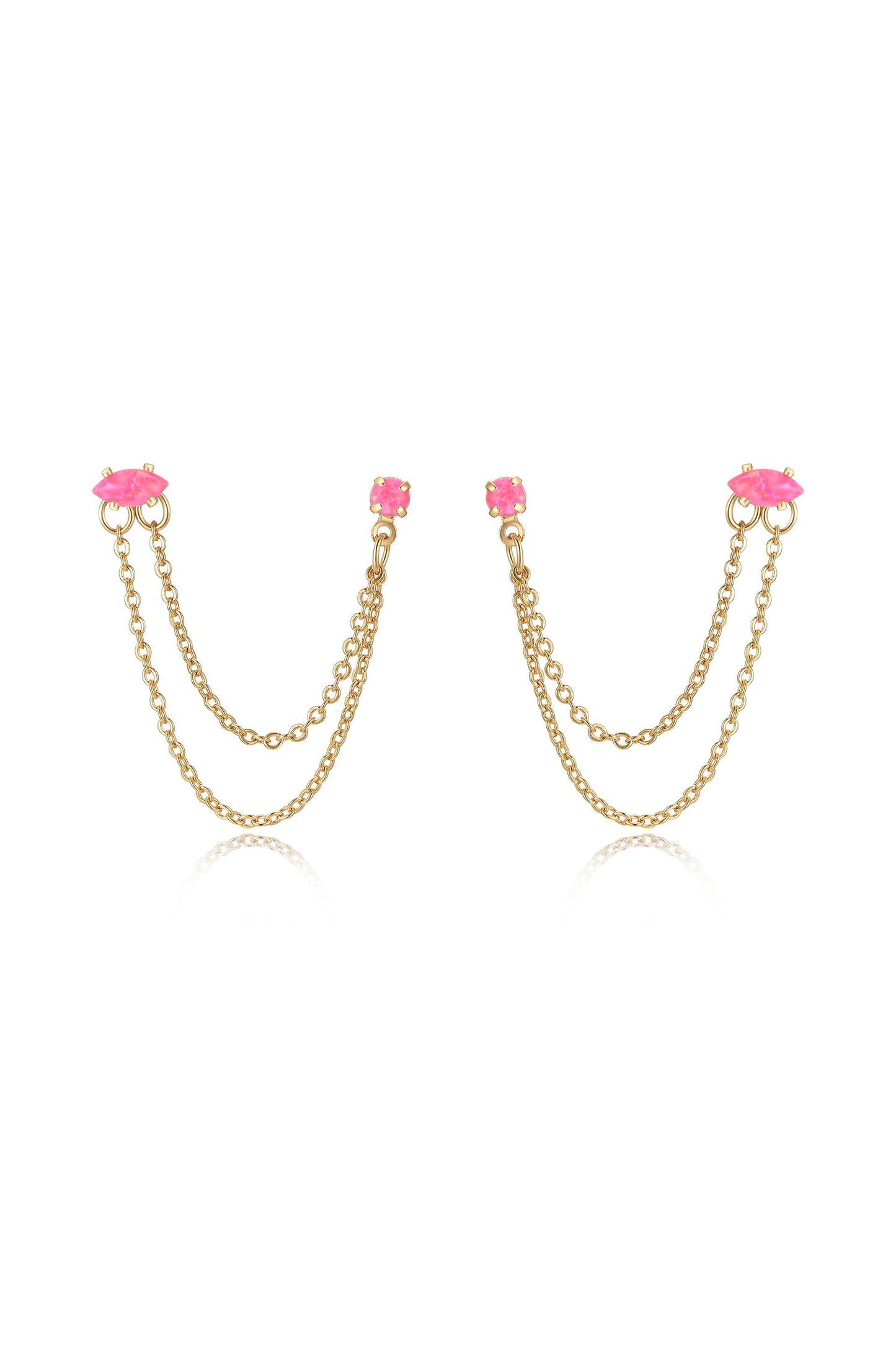 Double Piercing Chain Dangle Earrings