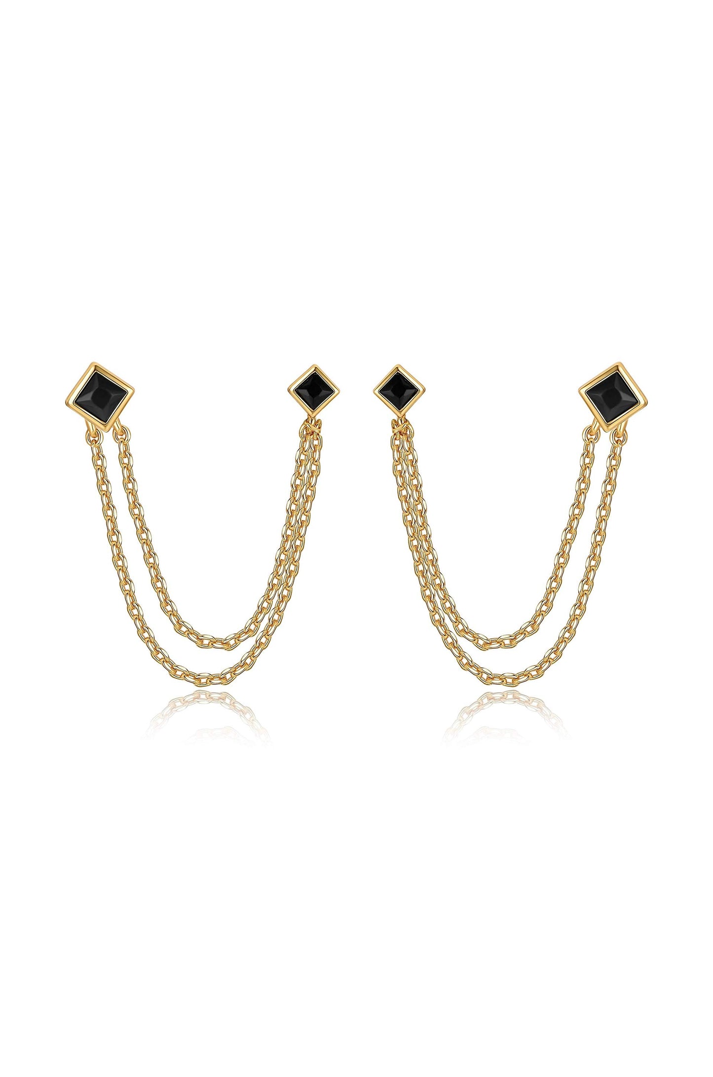 Double Piercing Diamond Shape Earrings