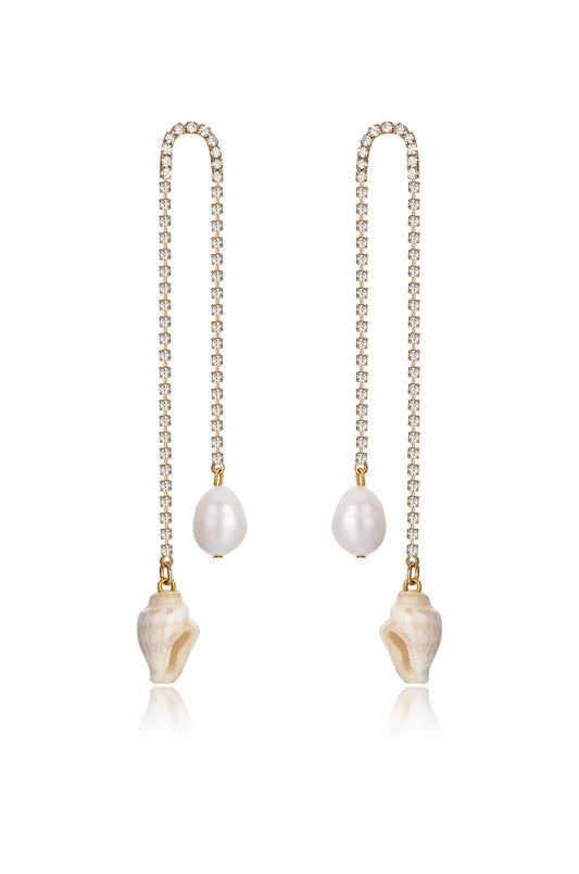 Balanced Shell and Pearl Earrings