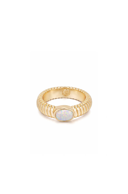 Opal Flex Ribbed Ring