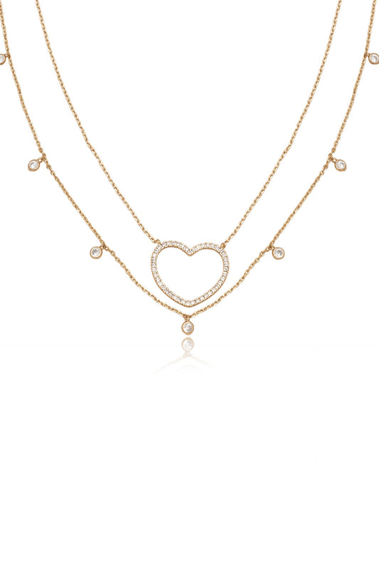 Crystal Heart Drop Necklace Set