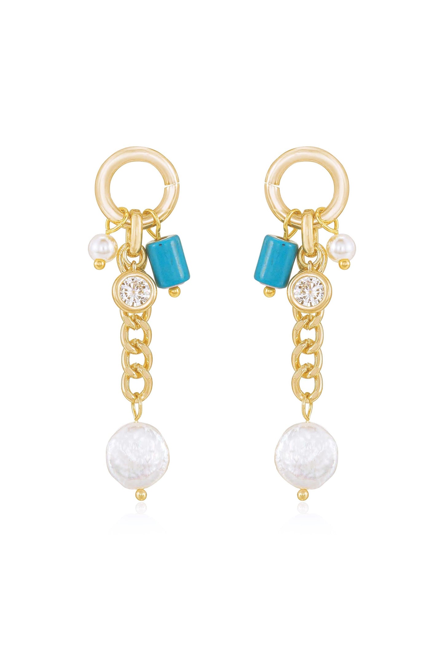 Pearl and Charm Dangle Earrings