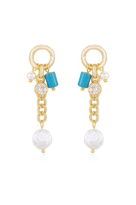 Pearl and Charm Dangle Earrings