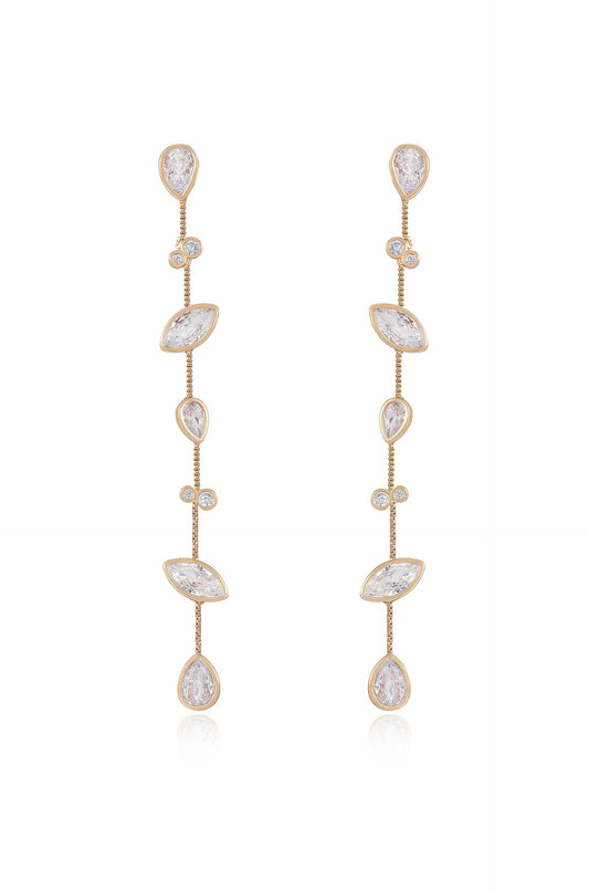 Falling Bezel Crystal Dangle Earrings