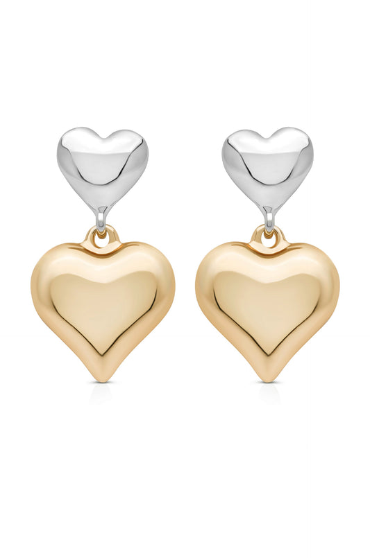 Mixed Metal Heart Earrings