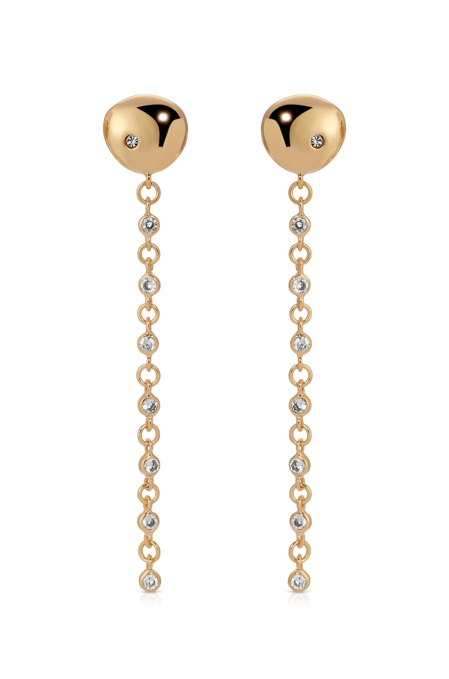 Polished Pebble Linear Chain Earrings