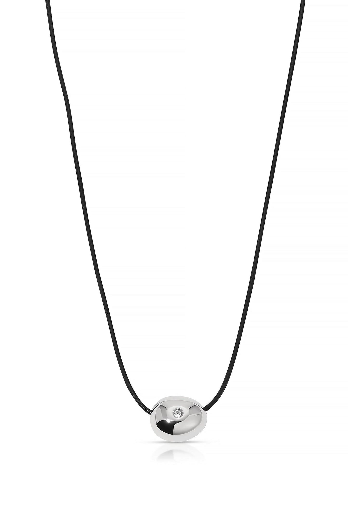 Polished Pebble Leather Pendant Necklace