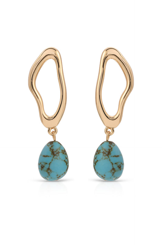 Open Circle Turquoise Dangle Earrings