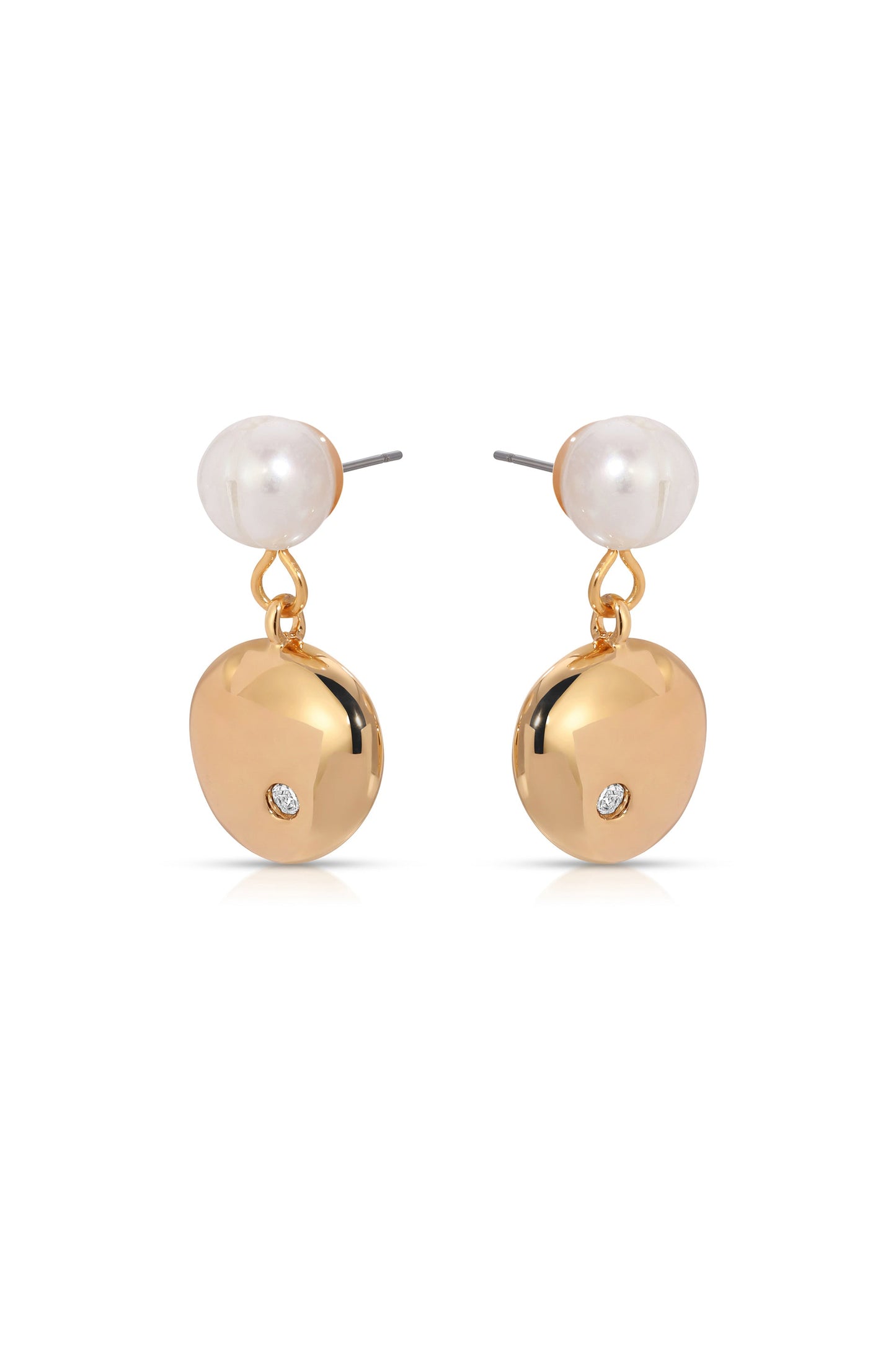Small Pebble and Pearl Dangle Earrings
