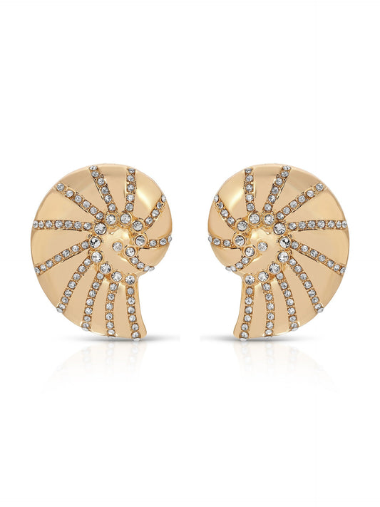Crystal Studded Nautilus Shell Earrings