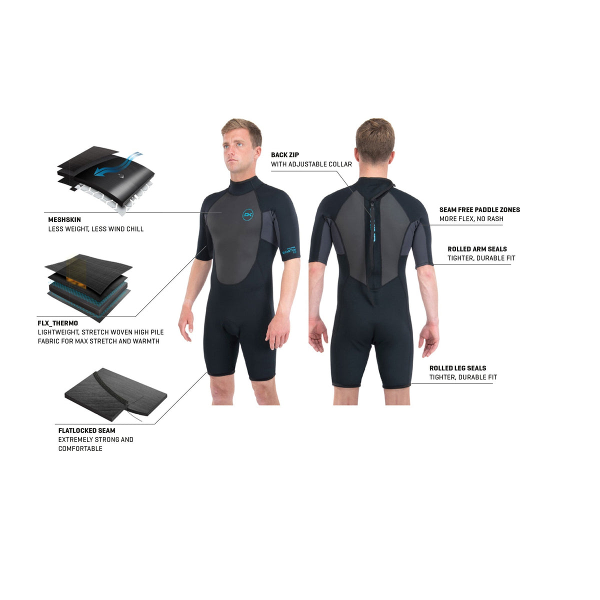 DAKI M QUANTUM CZ FL LS SHORTY 2/2MM WETSUIT