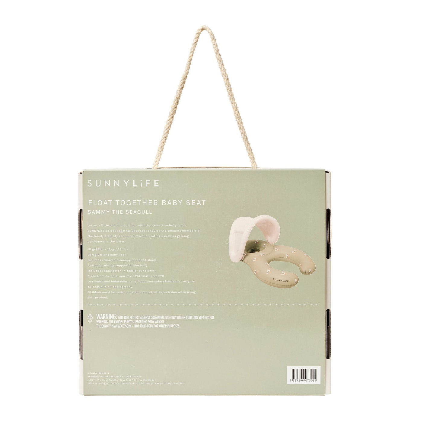 Float Together Baby Seat - Sammy the Seagull Green