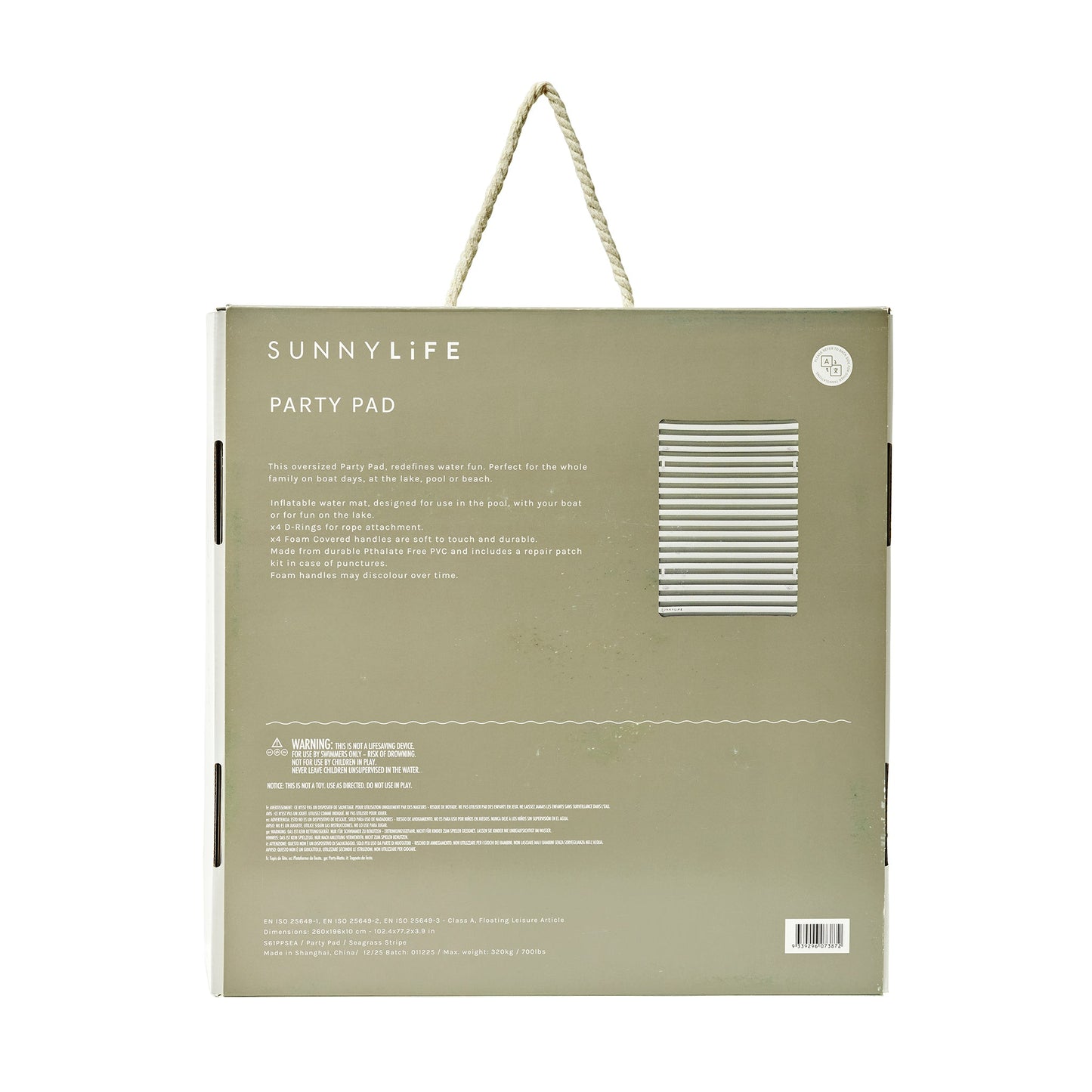 Party Pad Float - Seagrass Sage Stripe