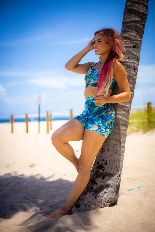 Abalone Yoga Shorts by Cape Cali
