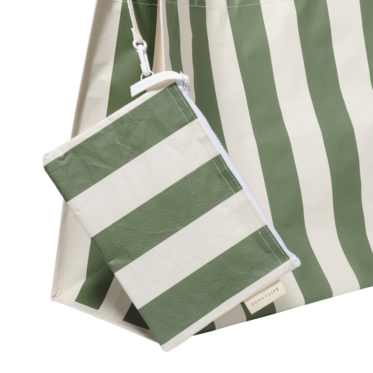 Carryall Beach Bag - The Vacay Olive Stripe
