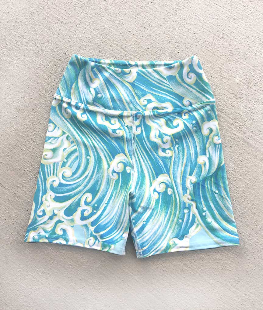 Hannah Mermaid Yoga Shorts - Wave