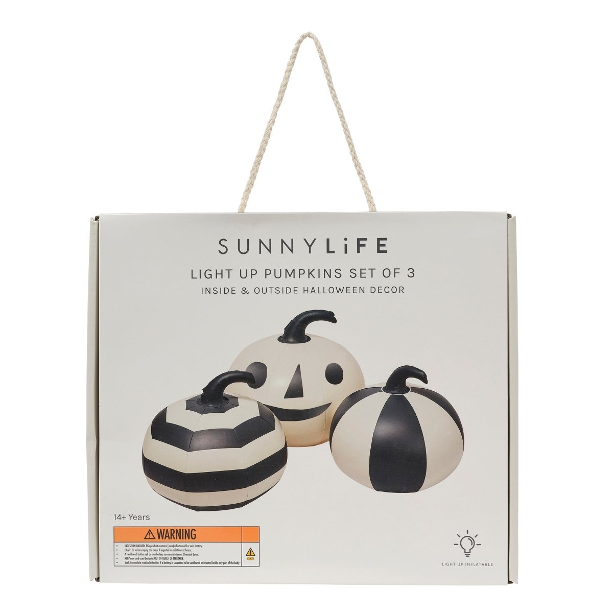 Light Up Black & White Inflatable Halloween Pumpkins Set of 3