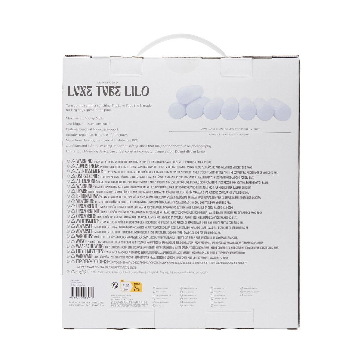 Luxe Tube Lilo - Le Weekend White