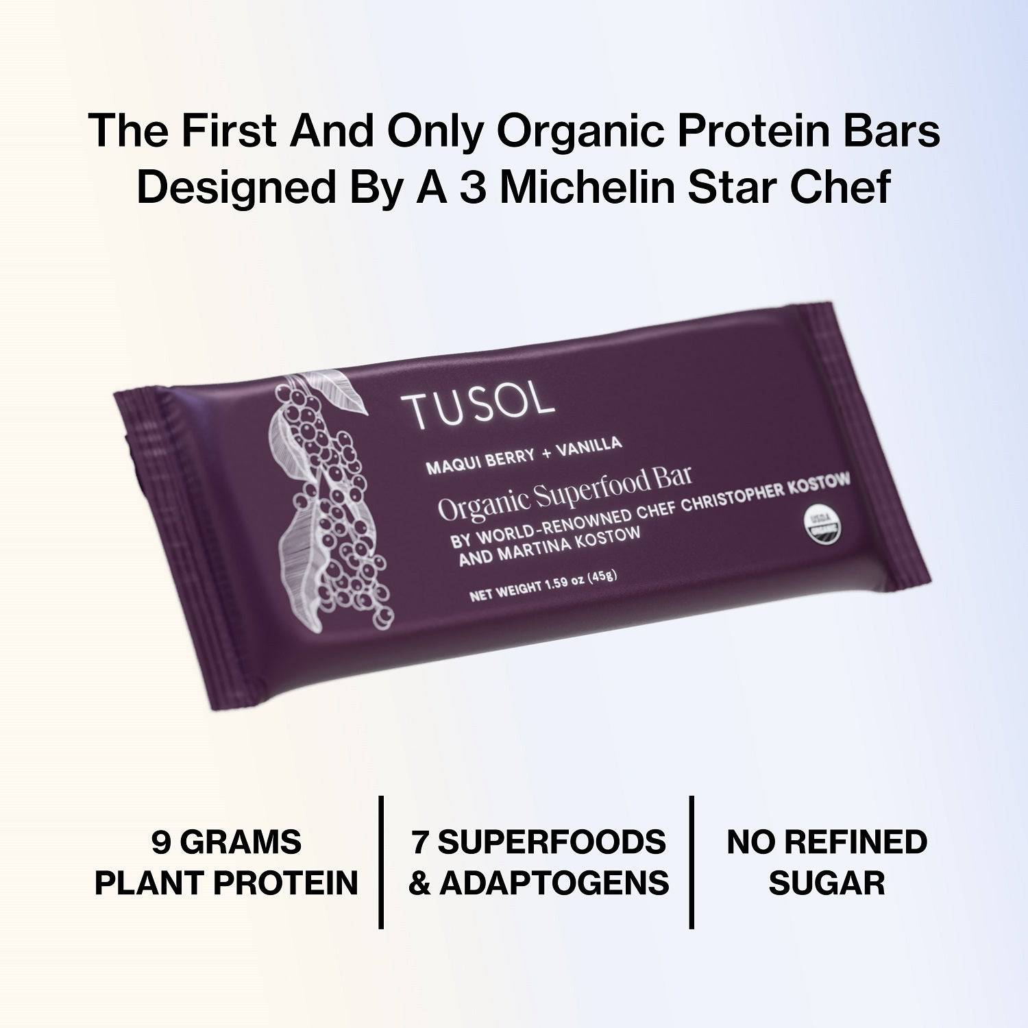 TUSOL Gourmet Organic Protein + Superfood Bars - LUXUSFIT Luxury Exercise & Recovery Equipment