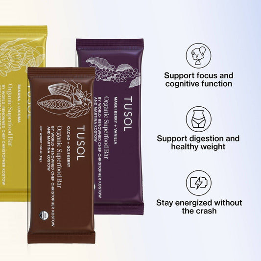 TUSOL Gourmet Organic Protein + Superfood Bars - LUXUSFIT Luxury Exercise & Recovery Equipment