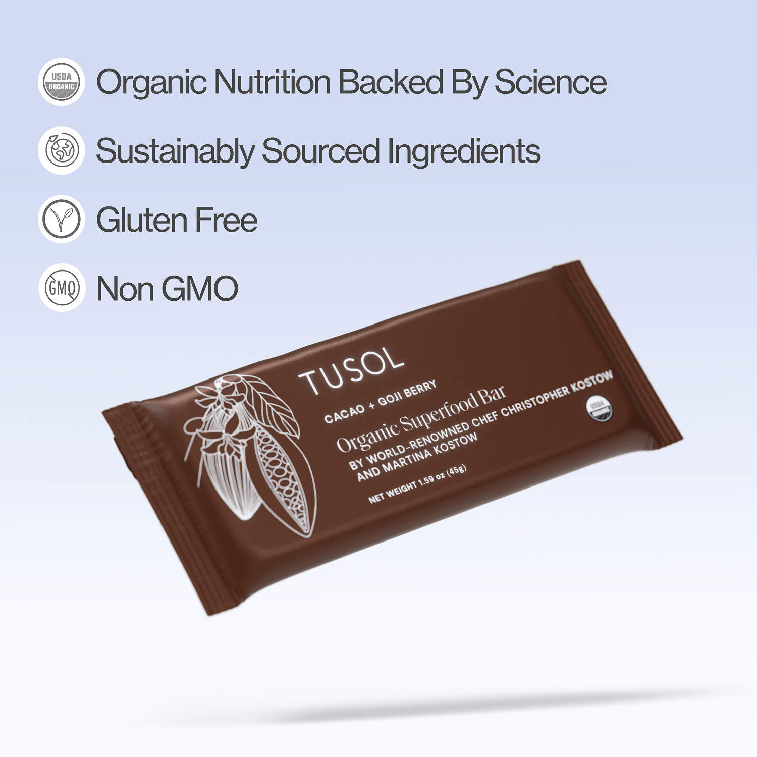 TUSOL Gourmet Organic Protein + Superfood Bars - LUXUSFIT Luxury Exercise & Recovery Equipment