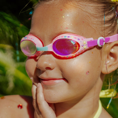Pink Paradise Tropical Getaway Girl Kids' Swim Goggles