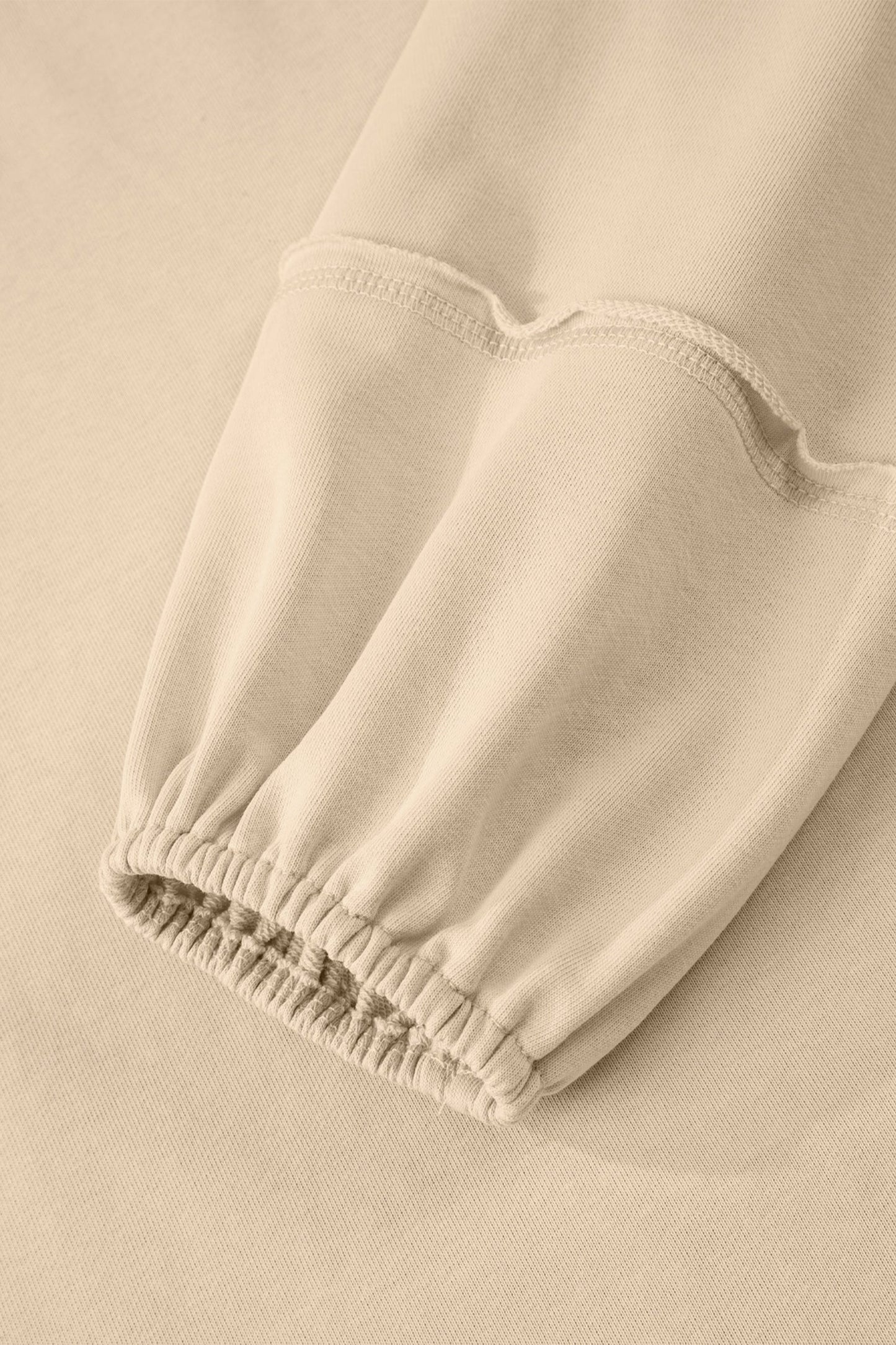 Beige Solid Color Raw Seam Patchwork Baggy Sweatshirt