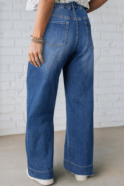 Light Blue Acid Wash Contrast Lace-up Plus Size Jeans