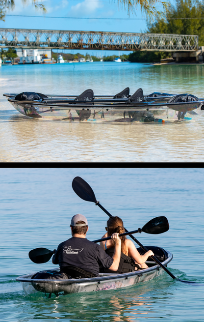 Set of Two (2) Original Crystal Kayaks® #1 Rated Fully Transparent Kayak / Canoe for 1-2 People.