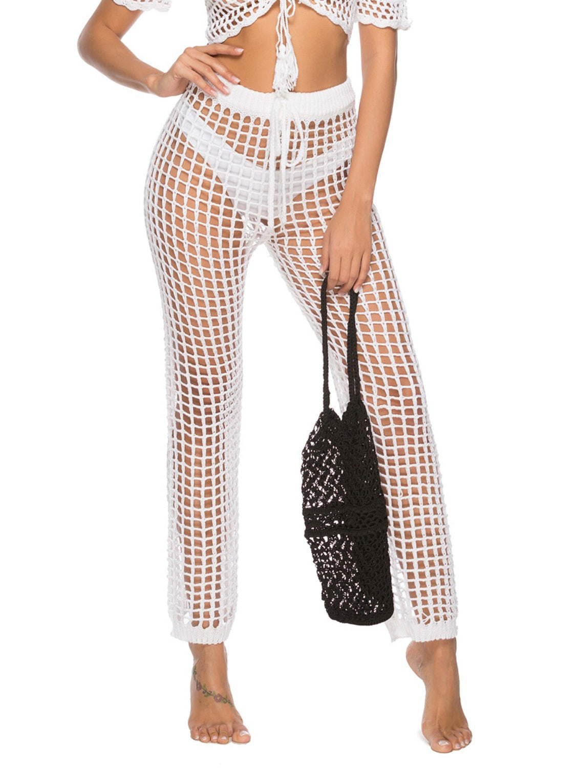 High Waist Net Coverup Pants