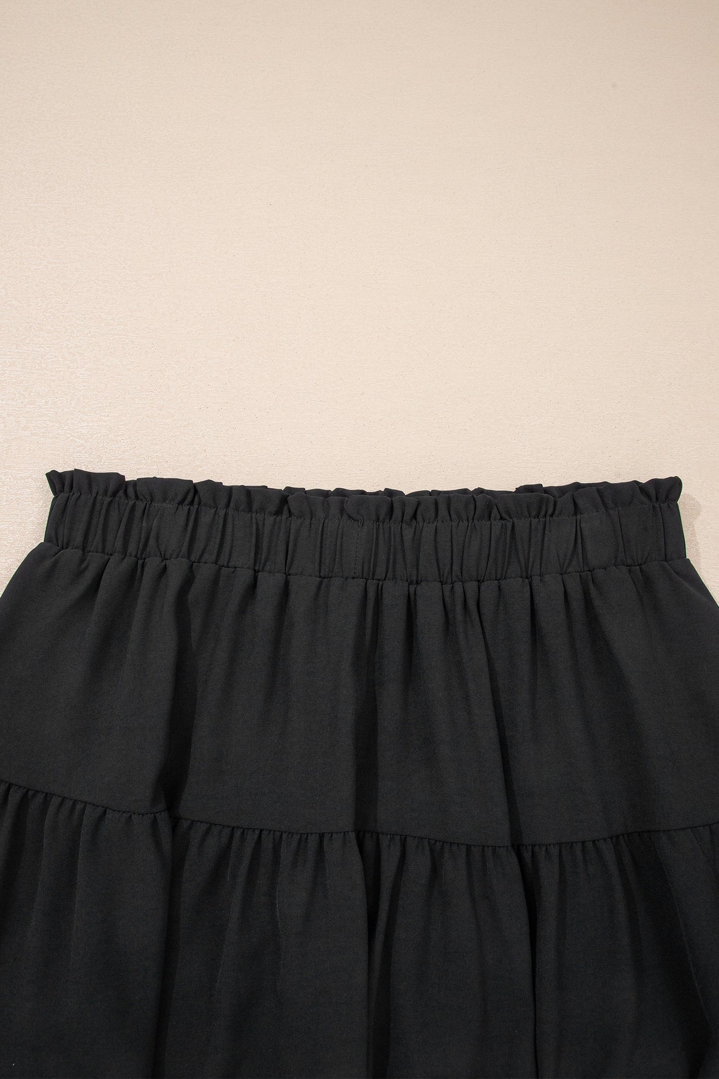 Navy Blue Plus Size Frilled Elastic Waist Lace Trim Boho Ruffled Shorts