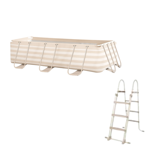 Frame pool beige  118.1 × 78.7 × 29.5" + Beige Pool Stairs