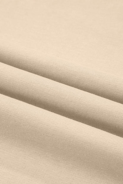 Beige Solid Color Raw Seam Patchwork Baggy Sweatshirt