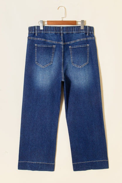 Light Blue Acid Wash Contrast Lace-up Plus Size Jeans