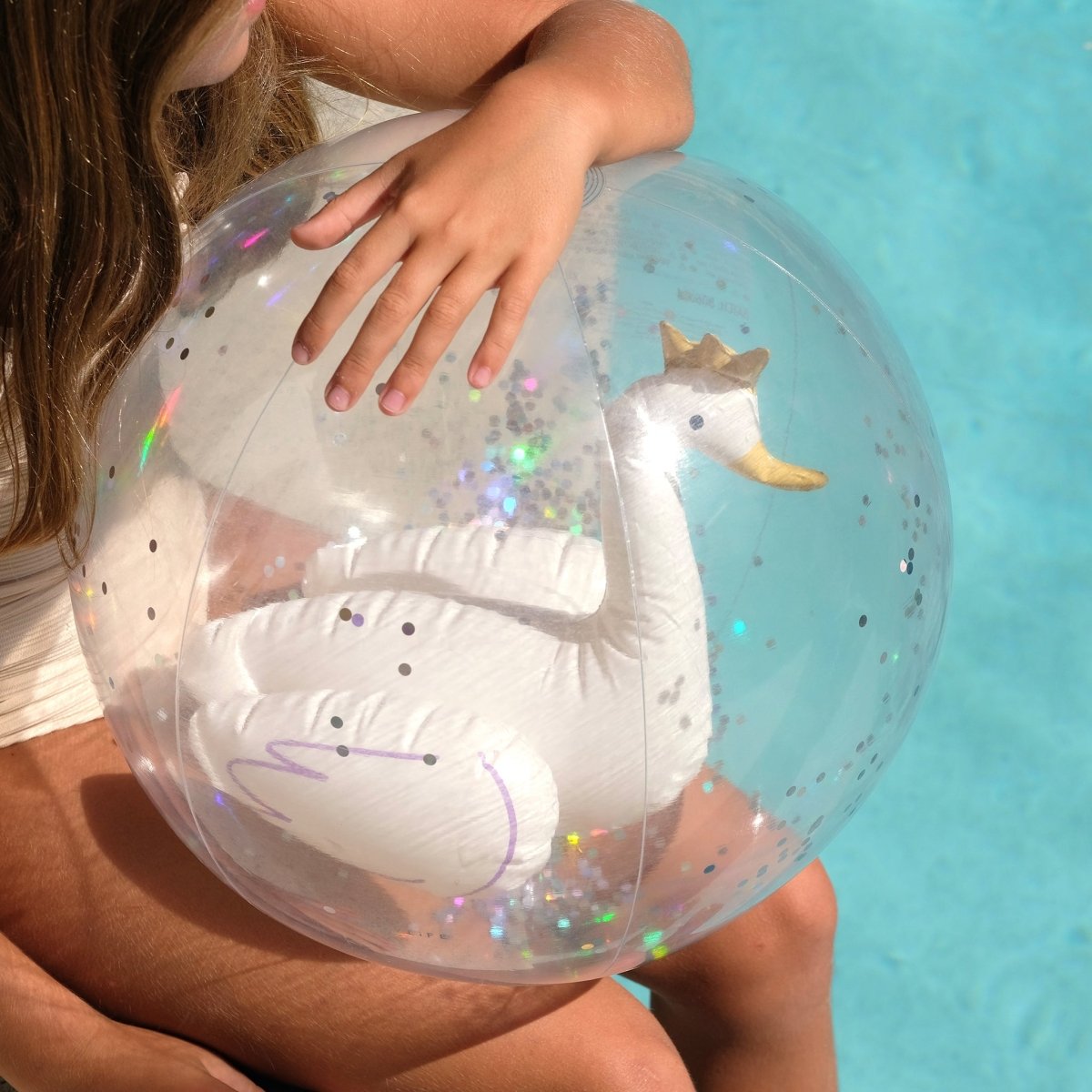 3D Inflatable Beach Ball - Princess Swan Glitter