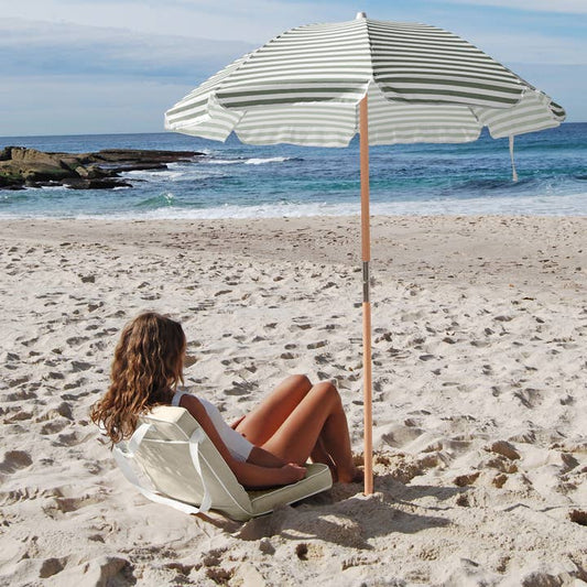 Sunnylife - Wholesale Beach Umbrella - Luxe Beach Umbrella Seagrass Stripe