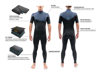 Dakine MENS MISSION ZIP FREE SHORT SLEEVE FULL 2/2 Wetsuit