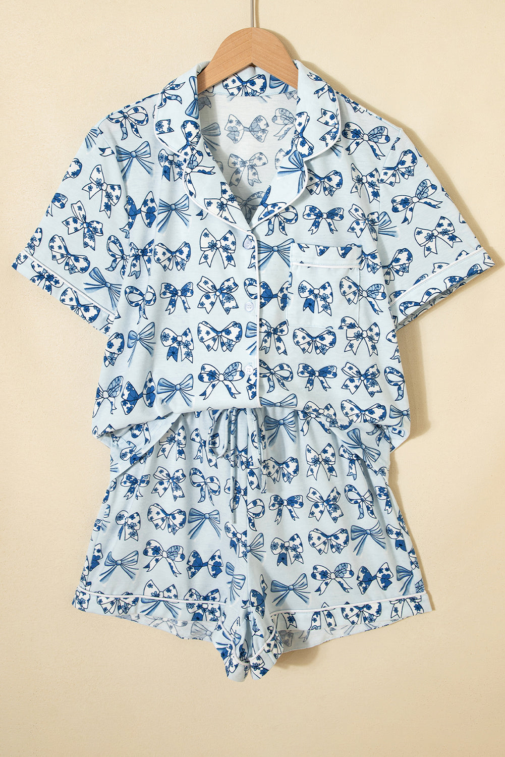 Pink Cherry/Bow Print Short Pajama Set