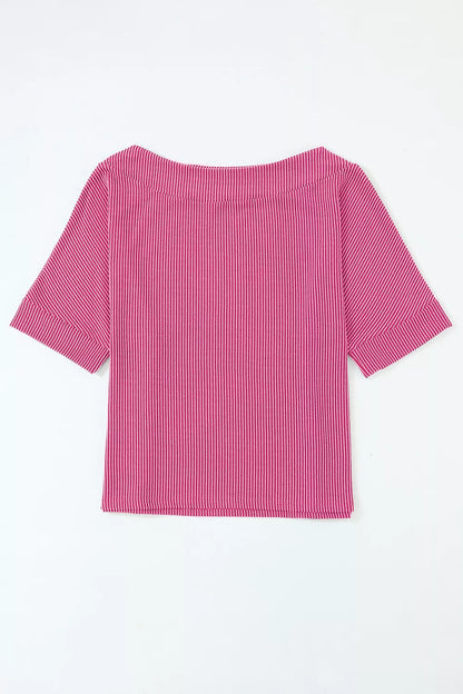 Ribbed Knit Off-Shoulder Blouse