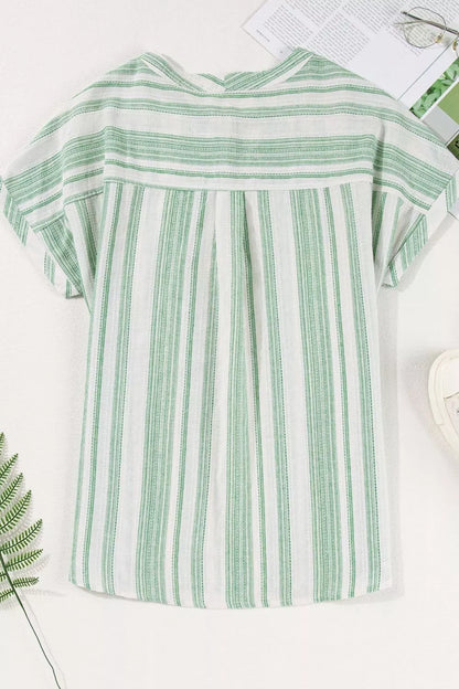 Breathable Gauze Half Button Short Sleeve Casual Blouse